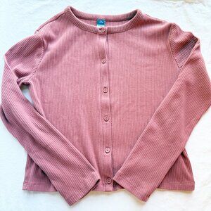 Old Navy Girls Ribbed Knit Button-Down Cardigan XL 14-16 Rose Pink Viscose Blend